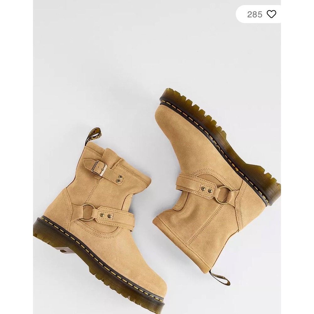 Dr. Martens Savannah Tan Annistone Harness Suede Biker Boots Size 13 Men's NEW